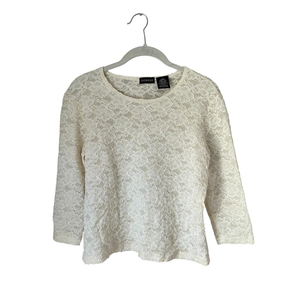 George Ivory Floral Lace Blouse: Y2K, Modern
